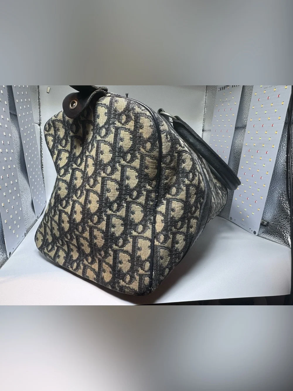 Christian Dior Oblique Boston Bag Blue Trotter Monogram Authentic Vintage Dior - Picture 6 of 16